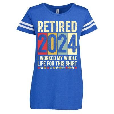 Retired 2024 I Worked My Whole Life For This Funny Enza Ladies Jersey Football T-Shirt