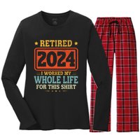 Retired 2024 I Worked My Whole Life For This Women's Long Sleeve Flannel Pajama Set 