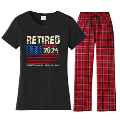 Retired 2024 I Worked My Whole Life For This Retirement Women's Flannel Pajama Set