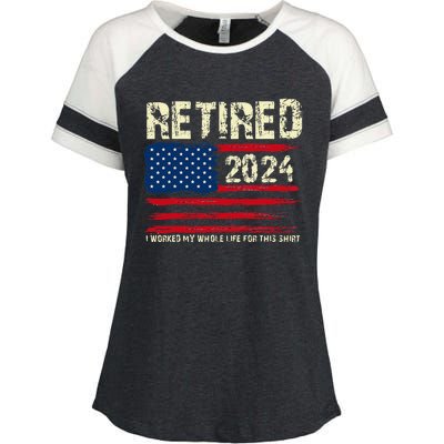 Retired 2024 I Worked My Whole Life For This Retirement Enza Ladies Jersey Colorblock Tee