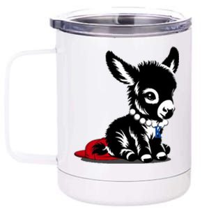 Retro 2024 Kamala Harris Tim Walz President Democrat Donkey Gift 12 oz Stainless Steel Tumbler Cup