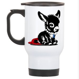 Retro 2024 Kamala Harris Tim Walz President Democrat Donkey Gift Stainless Steel Travel Mug