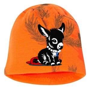 Retro 2024 Kamala Harris Tim Walz President Democrat Donkey Kati - Camo Knit Beanie