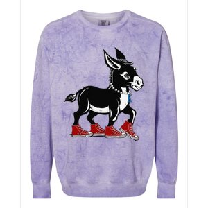 Retro 2024 Kamala Harris Tim Walz President Democrat Donkey Colorblast Crewneck Sweatshirt