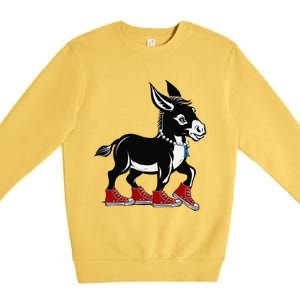 Retro 2024 Kamala Harris Tim Walz President Democrat Donkey Premium Crewneck Sweatshirt