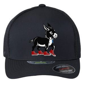 Retro 2024 Kamala Harris Tim Walz President Democrat Donkey Flexfit Unipanel Trucker Cap