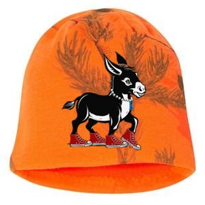 Retro 2024 Kamala Harris Tim Walz President Democrat Donkey Kati - Camo Knit Beanie