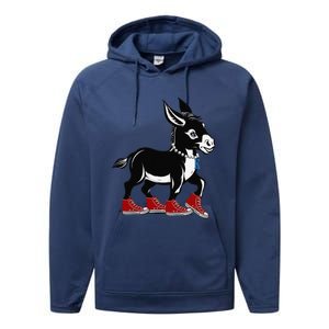 Retro 2024 Kamala Harris Tim Walz President Democrat Donkey Performance Fleece Hoodie