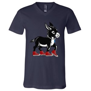 Retro 2024 Kamala Harris Tim Walz President Democrat Donkey V-Neck T-Shirt