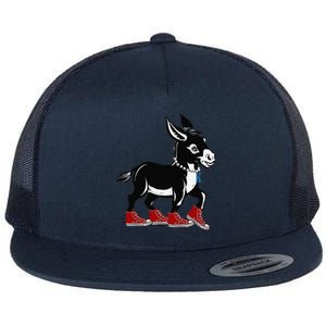 Retro 2024 Kamala Harris Tim Walz President Democrat Donkey Flat Bill Trucker Hat