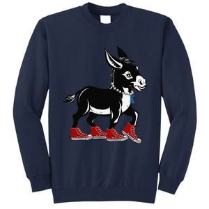 Retro 2024 Kamala Harris Tim Walz President Democrat Donkey Tall Sweatshirt