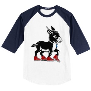 Retro 2024 Kamala Harris Tim Walz President Democrat Donkey Baseball Sleeve Shirt