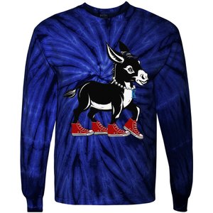 Retro 2024 Kamala Harris Tim Walz President Democrat Donkey Tie-Dye Long Sleeve Shirt