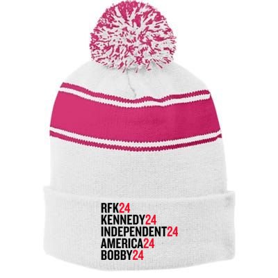 Rfk 24 Kennedy 24 Independent 24 America 24 Bobby 24 Stripe Pom Pom Beanie