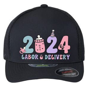 Retro 2024 Labor and Delivery Unit Nurse New Years Eve Rn Np Flexfit Unipanel Trucker Cap