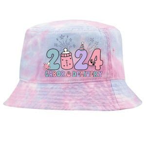 Retro 2024 Labor and Delivery Unit Nurse New Years Eve Rn Np Tie-Dyed Bucket Hat