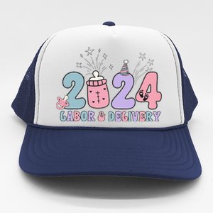 Retro 2024 Labor and Delivery Unit Nurse New Years Eve Rn Np Trucker Hat