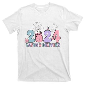 Retro 2024 Labor and Delivery Unit Nurse New Years Eve Rn Np T-Shirt