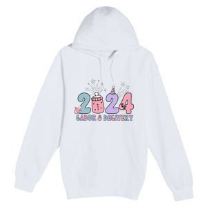 Retro 2024 Labor and Delivery Unit Nurse New Years Eve Rn Np Premium Pullover Hoodie