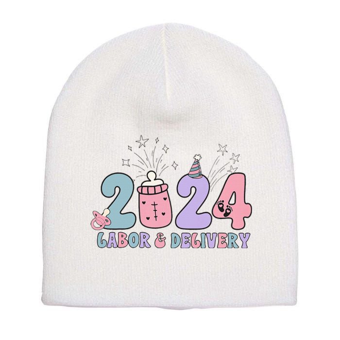 Retro 2024 Labor and Delivery Unit Nurse New Years Eve Rn Np Short Acrylic Beanie