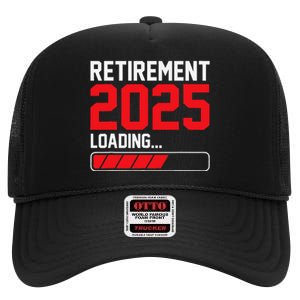 Retirement 2025 Loading Funny Retiring Retired Gift High Crown Mesh Back Trucker Hat