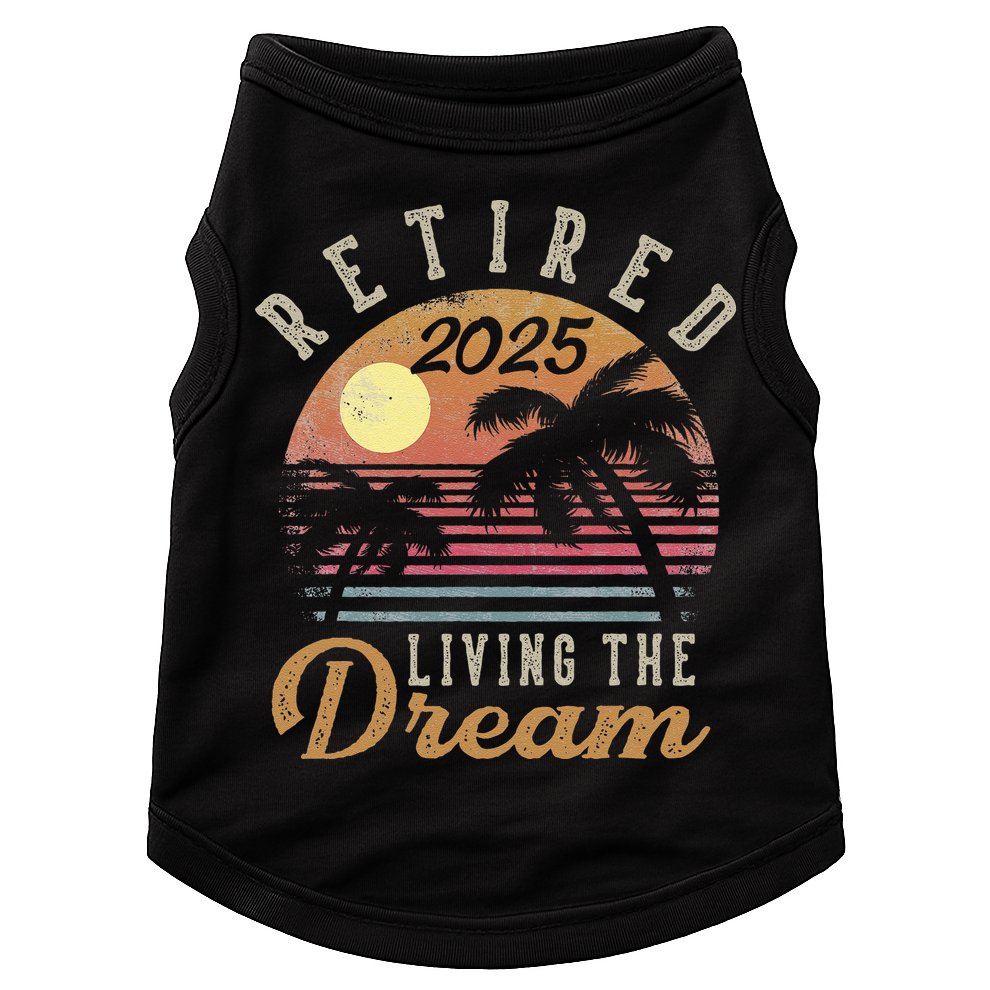 Retired 2025 Living The Dream Retirement Gifts Vintage Beach Gift Doggie Tank