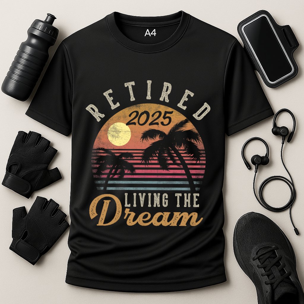 Retired 2025 Living The Dream Retirement Gifts Vintage Beach Performance Shirt