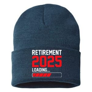 Retirement 2025 Loading Funny Retiring Retired Sustainable Knit Beanie