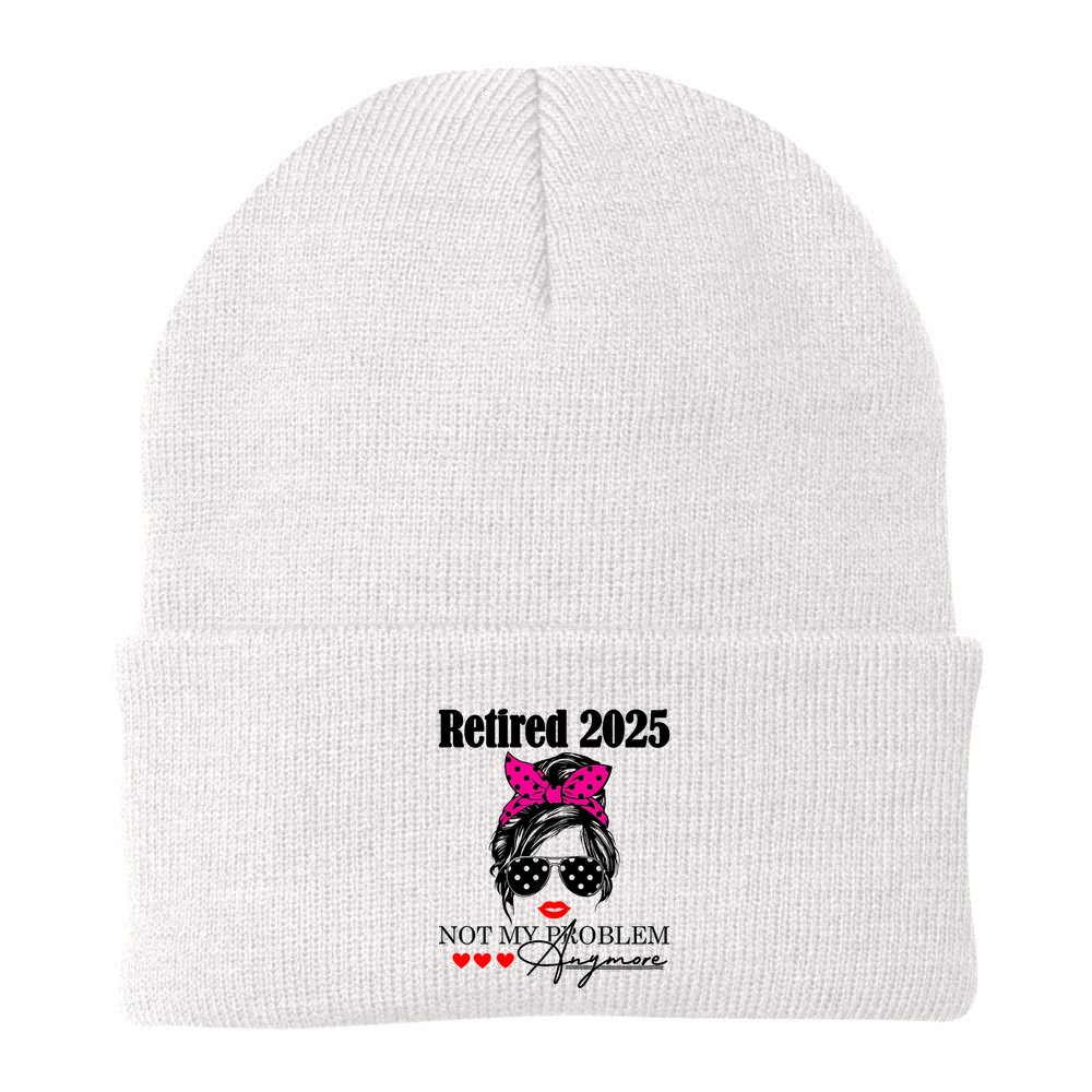 Retired 2025 Messy Hair Women Not My Problem Anymore Beanie