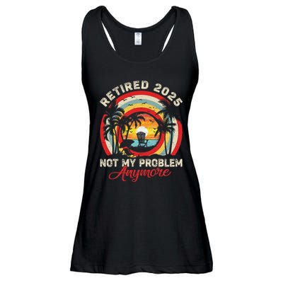 Retired 2025 Not My Problem Anymore Retro Retirement Teacher Ladies Essential Flowy Tank