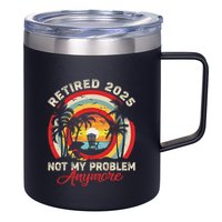 Retired 2025 Not My Problem Anymore Retro Retirement Teacher 12oz Stainless Steel Coffee Mug