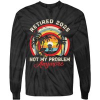 Retired 2025 Not My Problem Anymore Retro Retirement Teacher Tie-Dye Long Sleeve Shirt