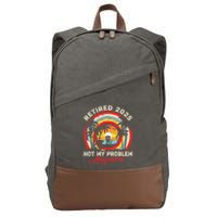 Retired 2025 Not My Problem Anymore Retro Retirement Teacher Cotton Canvas Backpack