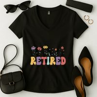 Retired 2025 Not My Problem Anymore Retirement Party Retiree Women's V-Neck T-Shirt