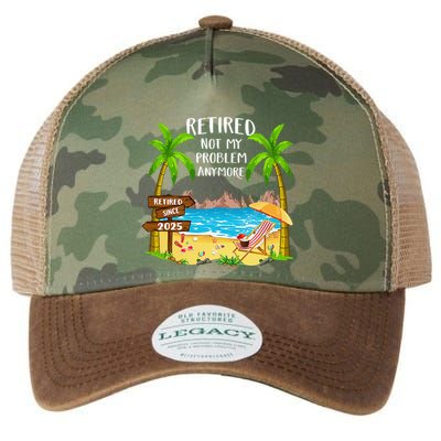 Retired 2025 Not My Problem Anymore Beach Retirement Gifts Legacy Tie Dye Trucker Hat