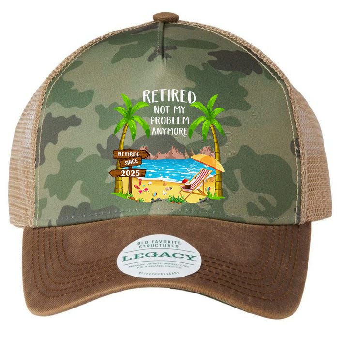 Retired 2025 Not My Problem Anymore Beach Retirement Gifts Legacy Tie Dye Trucker Hat