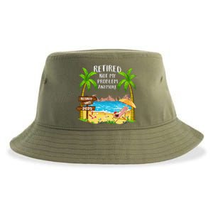 Retired 2025 Not My Problem Anymore Beach Retirement Gifts Sustainable Bucket Hat