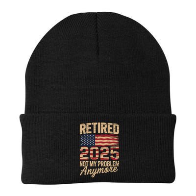 Retired 2025 Not My Problem Anymore With US Flag Retirement Knit Cap Winter Beanie