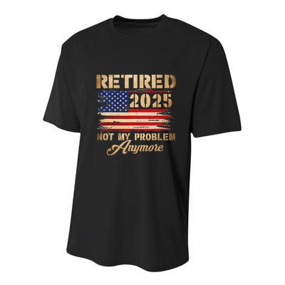 Retired 2025 Not My Problem Anymore Youth Performance Sprint T-Shirt