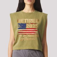Retired 2025 Not My Problem Anymore Garment-Dyed Women's Muscle Tee