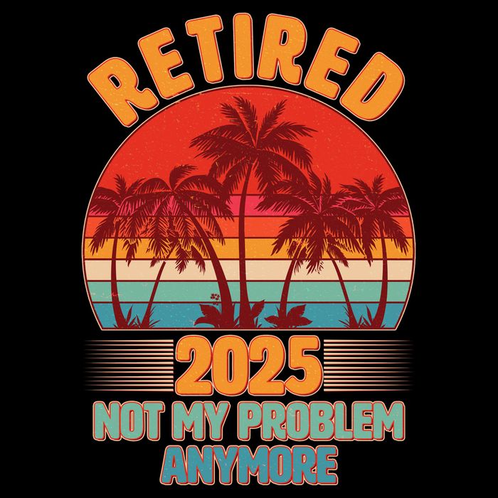 Retired 2025 Not My Problem Anymore Vintage Tropical Flat Bill Trucker Hat