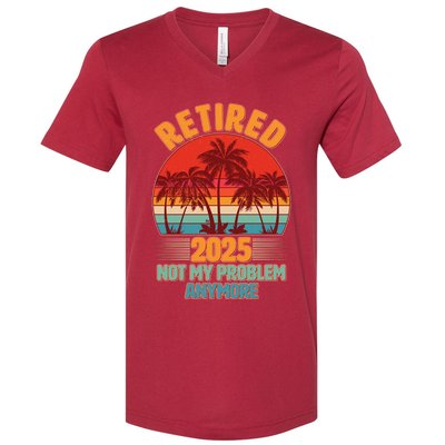 Retired 2025 Not My Problem Anymore Vintage Tropical V-Neck T-Shirt