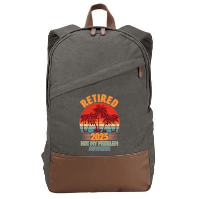 Retired 2025 Not My Problem Anymore Vintage Tropical Cotton Canvas Backpack