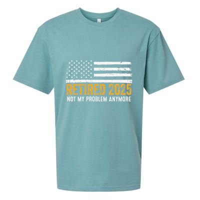 Retired 2025 Not My Problem Anymore Retirement Retired Sueded Cloud Jersey T-Shirt