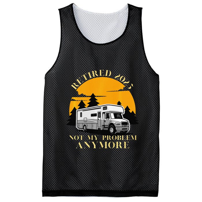 Retired 2025 Not My Problem Anymore Camping Retirement Mesh Reversible Basketball Jersey Tank