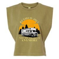 Retired 2025 Not My Problem Anymore Camping Retirement Garment-Dyed Women's Muscle Tee