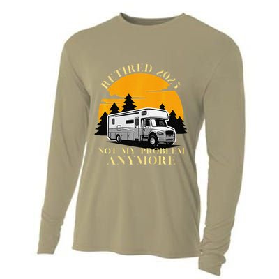 Retired 2025 Not My Problem Anymore Camping Retirement Cooling Performance Long Sleeve Crew