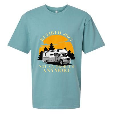 Retired 2025 Not My Problem Anymore Camping Retirement Sueded Cloud Jersey T-Shirt