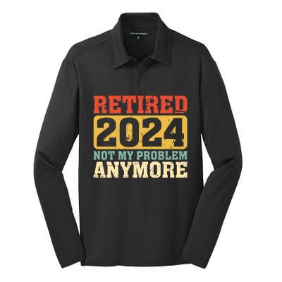 Retired 2024 Not My Problem Anymore Vintage Silk Touch Performance Long Sleeve Polo