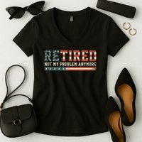  Retired 2025 Not My Problem Anymore  Women's V-Neck T-Shirt